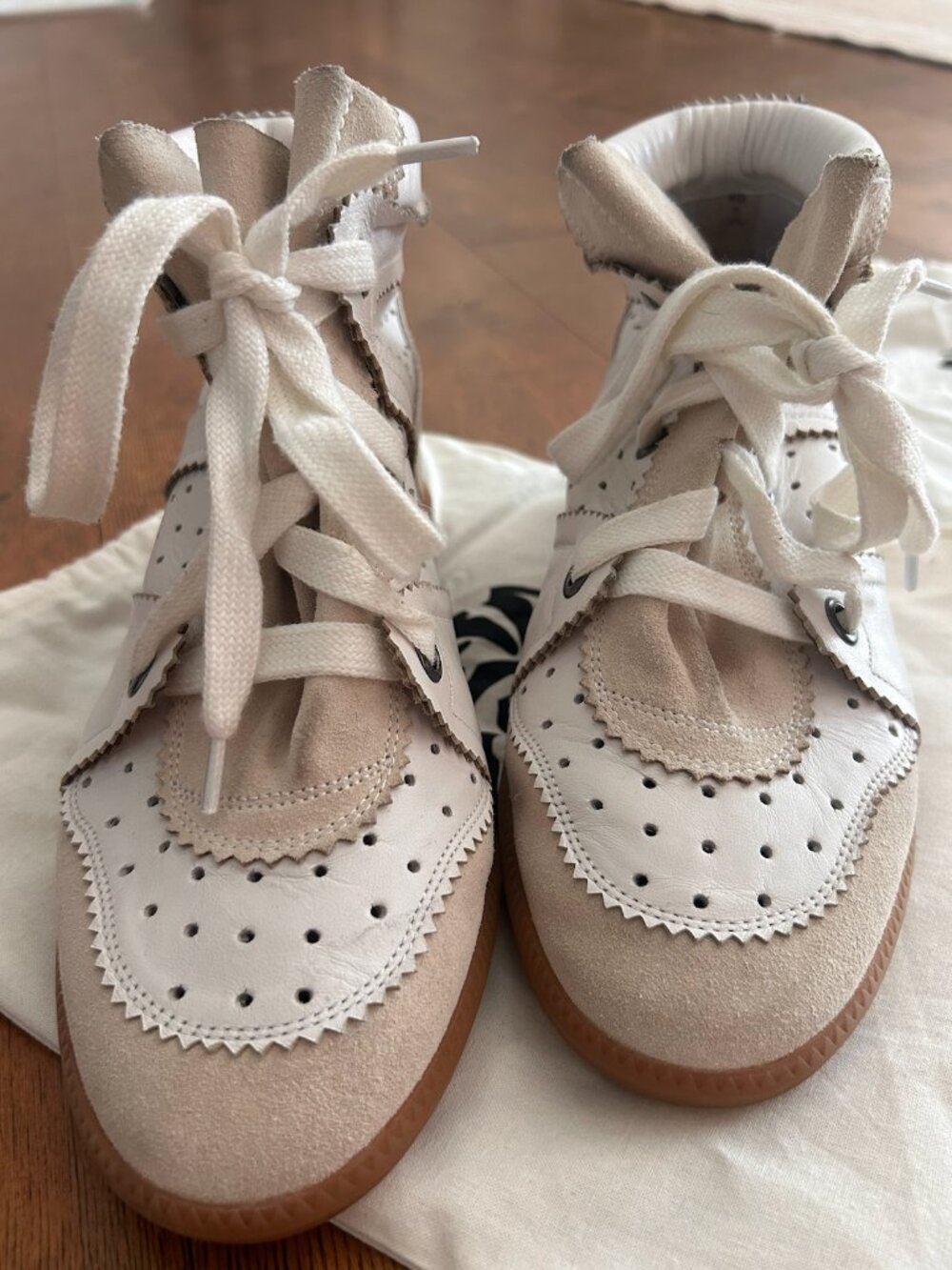 Isabel Marant - Betty Suede Leather White Sneakers, Size 41